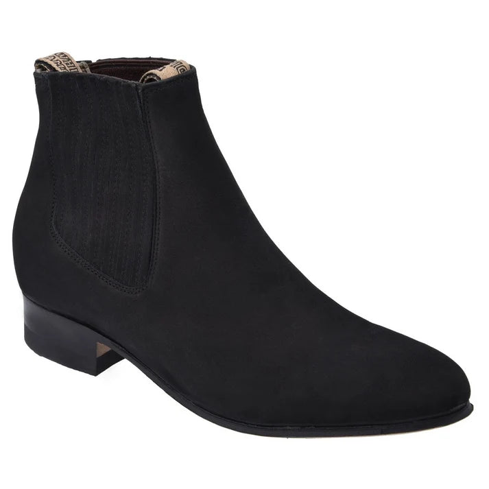 White Diamonds Men's Nubuck Round Toe Charro Ankle Boots – Black