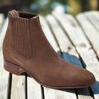 White Diamonds Men's Nubuck Round Toe Charro Ankle Boots – Brown