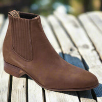 White Diamonds Men's Nubuck Round Toe Charro Ankle Boots – Brown