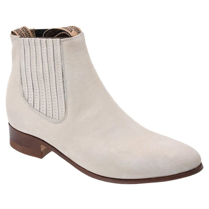 White Diamonds Men's Nubuck Round Toe Charro Ankle Boots – White-Oyster