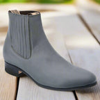 White Diamonds Men's Napa Leather Round Toe Charro Ankle Boots – Grey