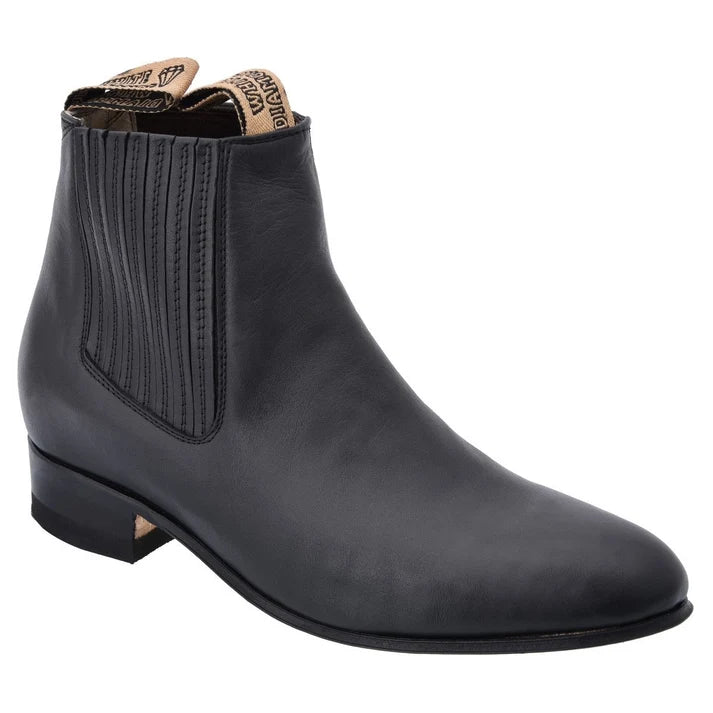 White Diamonds Men's Napa Leather Round Toe Charro Ankle Boots – Black