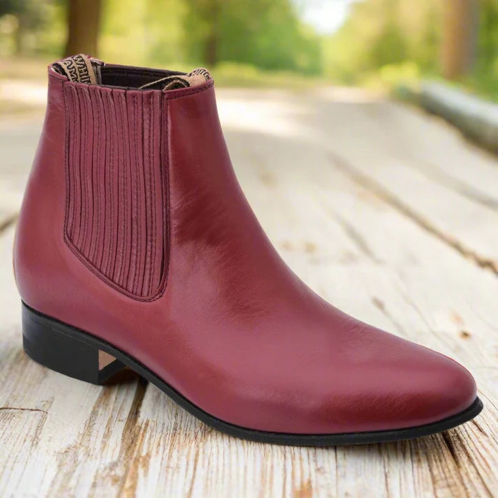 White Diamonds Men's Napa Leather Round Toe Charro Ankle Boots – Wine