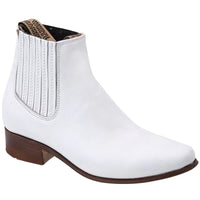 White Diamonds Men's Napa Leather Round Toe Charro Ankle Boots – White