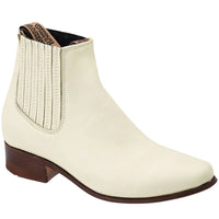 White Diamonds Men's Napa Leather Round Toe Charro Ankle Boots – Bone