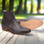 White Diamonds Men's Napa Leather Round Toe Charro Ankle Boots – Brown