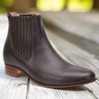 White Diamonds Men's Napa Leather Round Toe Charro Ankle Boots – Brown