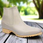 White Diamonds Men's Napa Leather Tractor Sole Round Toe Charro Ankle Boots – Bone