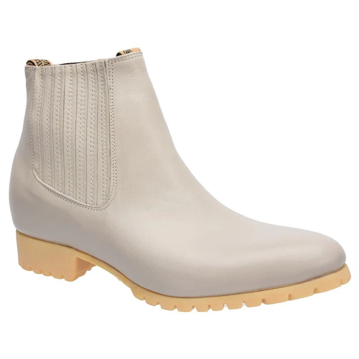 White Diamonds Men's Napa Leather Tractor Sole Round Toe Charro Ankle Boots – Bone
