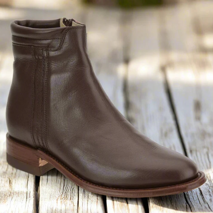 White Diamonds Men's Napa Leather Round Toe Zip Ankle Boots – Brown