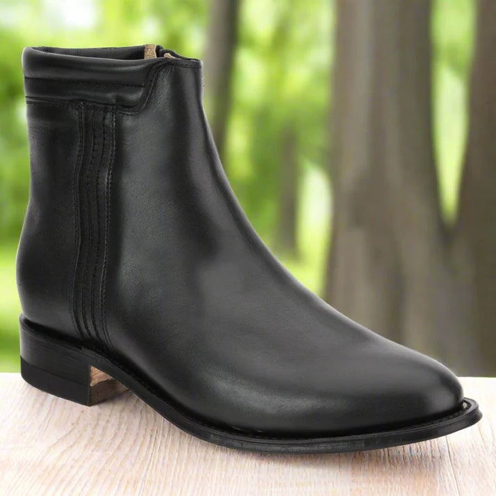 White Diamonds Men's Napa Leather Round Toe Zip Ankle Boots – Black