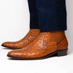 White Diamonds Men's Genuine Ostrich Square Toe Rodeo Ankle Boots – Cognac