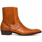 White Diamonds Men's Genuine Ostrich Square Toe Rodeo Ankle Boots – Cognac