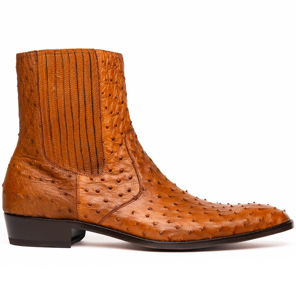 White Diamonds Men's Genuine Ostrich Square Toe Rodeo Ankle Boots – Cognac