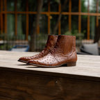 White Diamonds Men's Genuine Ostrich Square Toe Rodeo Ankle Boots – Brown