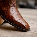 White Diamonds Men's Genuine Ostrich Square Toe Rodeo Ankle Boots – Brown