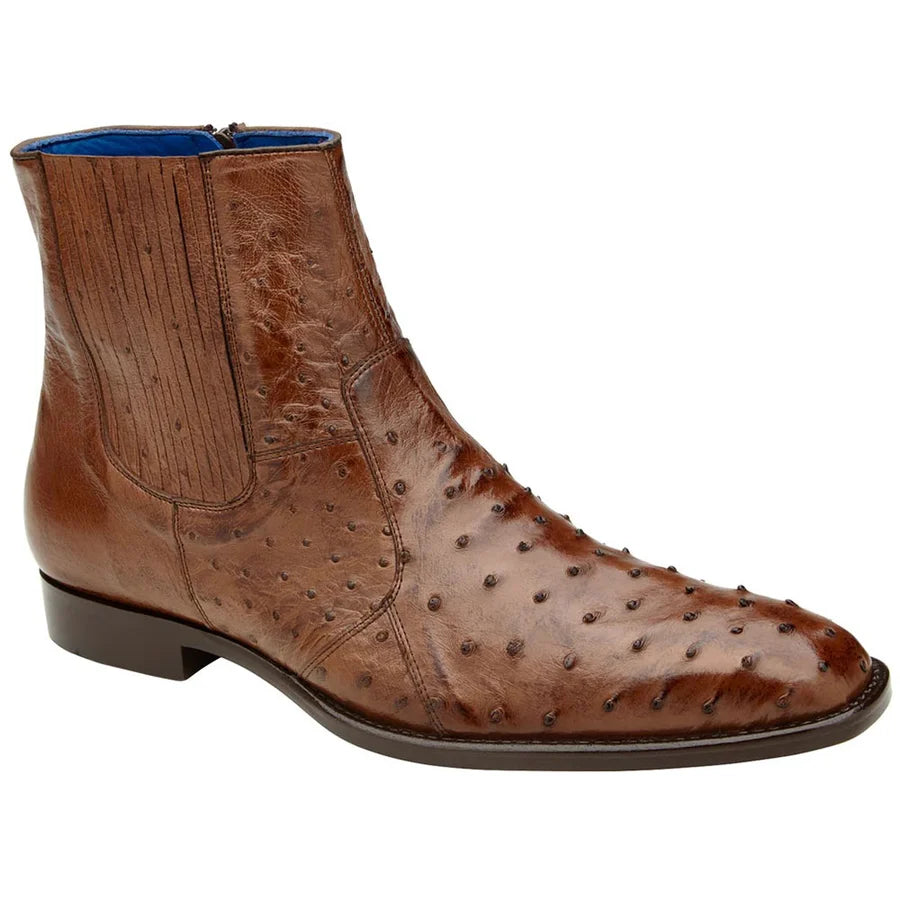White Diamonds Men's Genuine Ostrich Square Toe Rodeo Ankle Boots – Brown