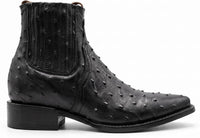 White Diamonds Men's Genuine Ostrich Square Toe Rodeo Ankle Boots – Black