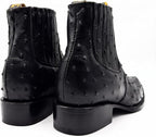 White Diamonds Men's Genuine Ostrich Square Toe Rodeo Ankle Boots – Black