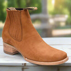 White Diamonds Men's Nubuck Square Toe Rodeo Ankle Boots – Tobacco