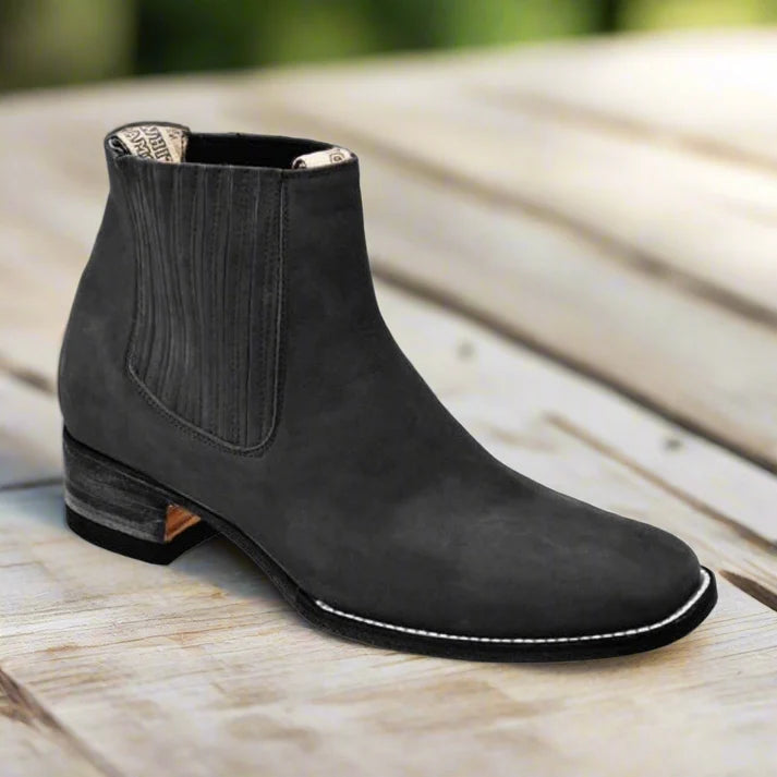 White Diamonds Men's Nubuck Square Toe Rodeo Ankle Boots – Black