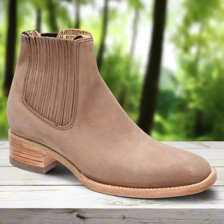 White Diamonds Men's Nubuck Square Toe Rodeo Ankle Boots – Walnut