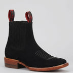 White Diamonds Men's Nubuck Square Toe Rodeo Ankle Boots – Black