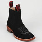 White Diamonds Men's Nubuck Square Toe Rodeo Ankle Boots – Black