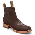 White Diamonds Men's Nubuck Square Toe Rodeo Ankle Boots – Brown