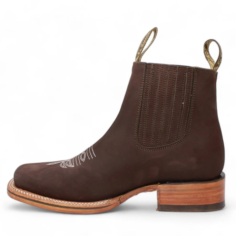 White Diamonds Men's Nubuck Square Toe Rodeo Ankle Boots – Brown