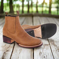 White Diamonds Men's Nubuck Square Toe Rodeo Ankle Boots – Honey