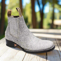 White Diamonds Men's Hair-On Calf Hide Square Toe Rodeo Ankle Boots – Wolf Grey