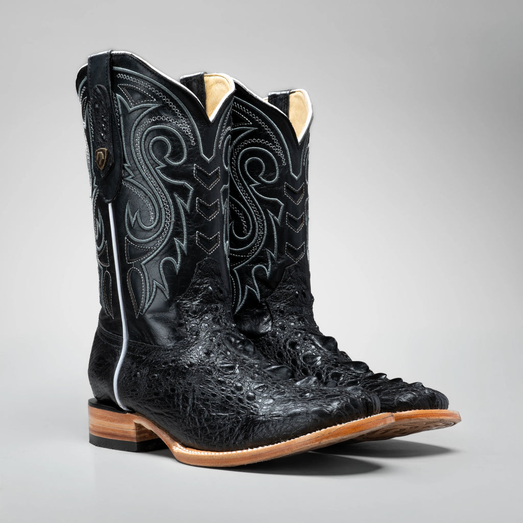 Joe Boots Men's Chelydra Turtle Leather Square Toe Cowboy Boots – Black