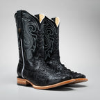 Joe Boots Men's Chelydra Turtle Leather Square Toe Cowboy Boots – Black