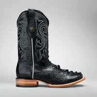 Joe Boots Men's Chelydra Turtle Leather Square Toe Cowboy Boots – Black