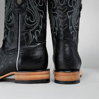 Joe Boots Men's Chelydra Turtle Leather Square Toe Cowboy Boots – Black