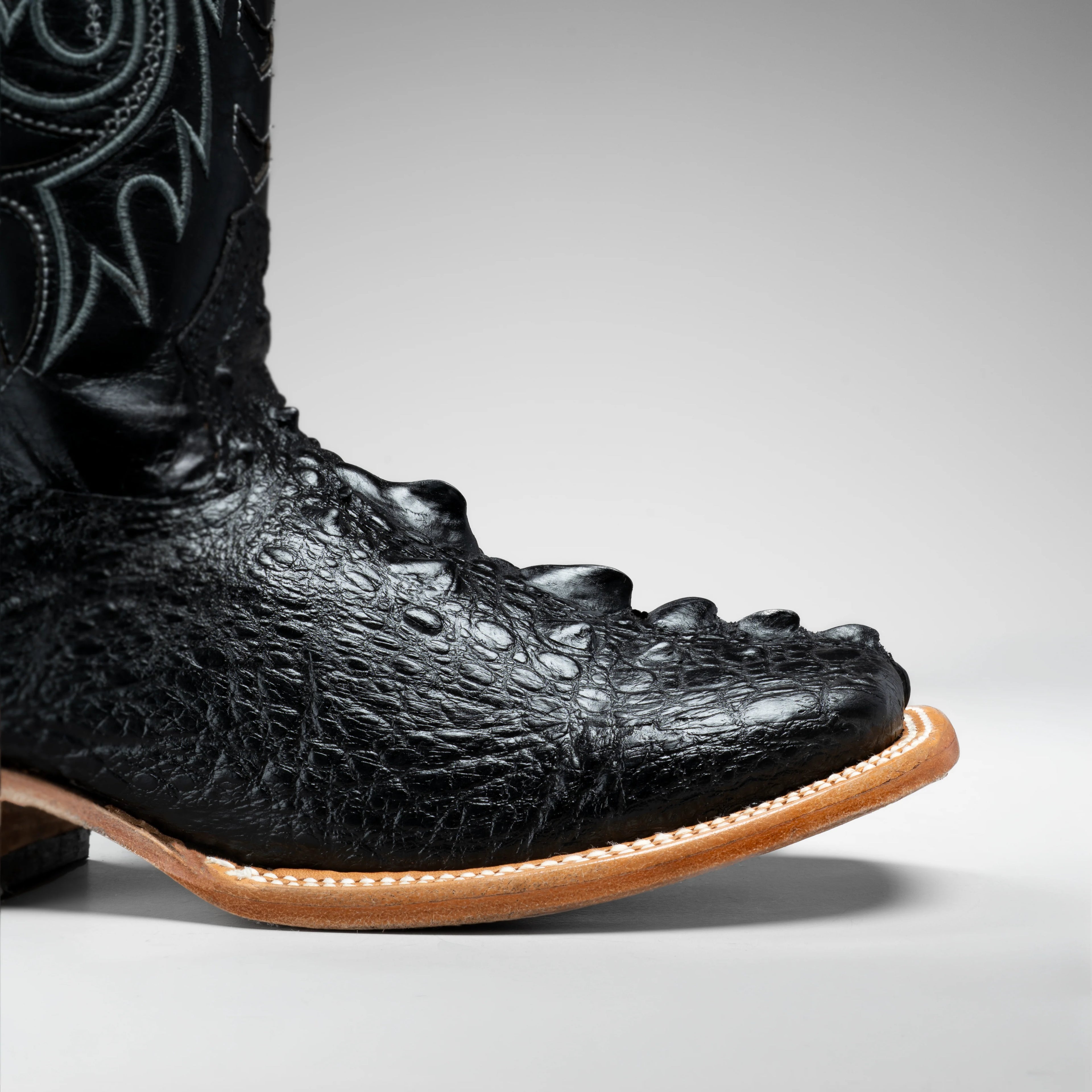 Joe Boots Men's Chelydra Turtle Leather Square Toe Cowboy Boots – Black