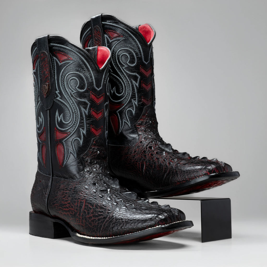 Joe Boots Men's Chelydra Turtle Leather Square Toe Cowboy Boots – Black Cherry