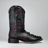 Joe Boots Men's Chelydra Turtle Leather Square Toe Cowboy Boots – Black Cherry