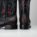 Joe Boots Men's Chelydra Turtle Leather Square Toe Cowboy Boots – Black Cherry