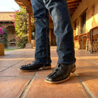 Joe Boots Men's Chelydra Turtle Leather Square Toe Cowboy Boots – Black