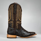 Joe Boots Men's The Gambler Hand Tooled Leather Square Toe Cowboy Boots – Brown
