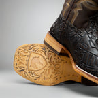 Joe Boots Men's The Gambler Hand Tooled Leather Square Toe Cowboy Boots – Brown