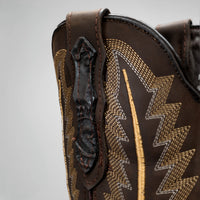 Joe Boots Men's The Gambler Hand Tooled Leather Square Toe Cowboy Boots – Brown