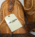 Joe Boots Men's The Gambler Handtooled Leather Square Toe Cowboy Boots – Tan
