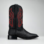 Joe Boots Men's Genuine Braided Leather Square Toe Cowboy Boots – Black