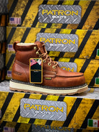 Patron Men’s Lace-Up Work Boots, Leather with Wedge Sole, Moc Toe - Light Brown