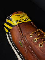 Patron Men’s Lace-Up Work Boots, Leather with Steel Toe and Wedge Sole, Moc Steel Toe - Light Brown