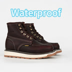 Patron Men’s Waterproof Lace-Up Work Boots, Leather with Wedge Sole, Moc Toe - Wine