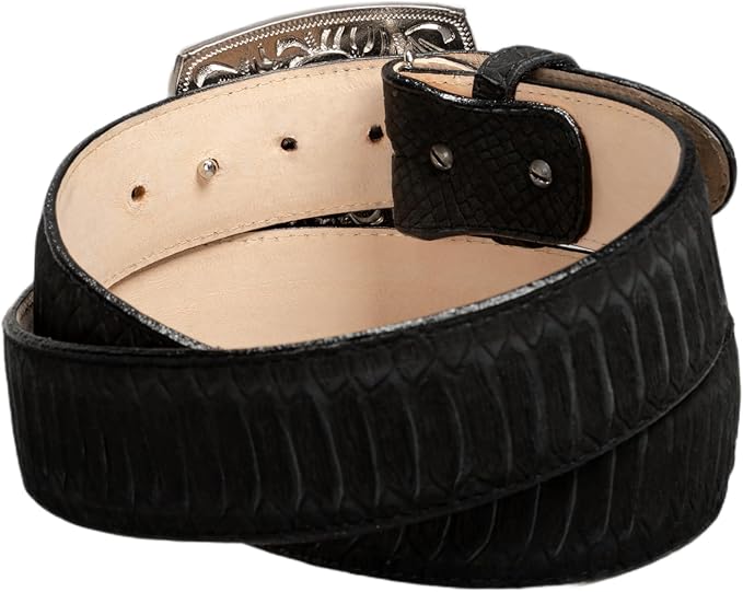 Back view of python snakeskin western belt